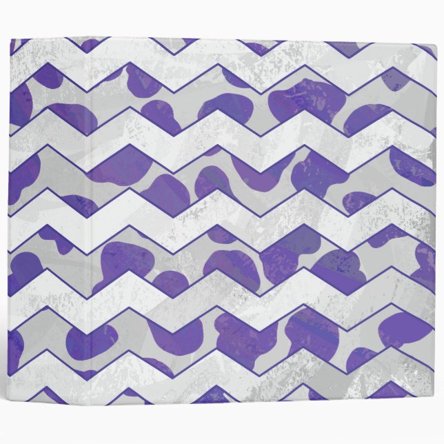 Chevron Dalmatian Purple and White Binder (Front/Spine)
