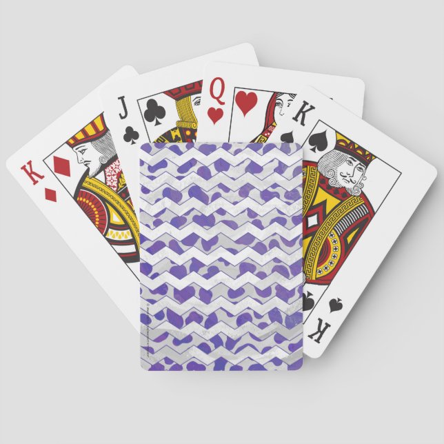 Chevron Dalmatian Purple and White Poker Cards (Back)