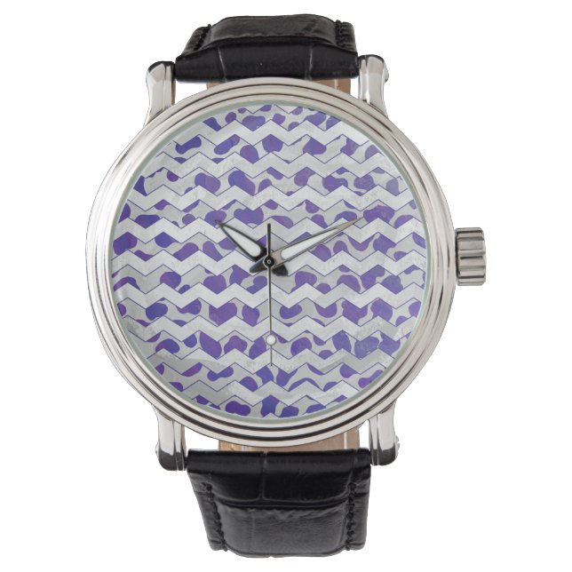 Chevron Dalmatian Purple and White Watch (Front)