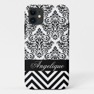 Chevron Damask Designer black | white iPhone 11 Case