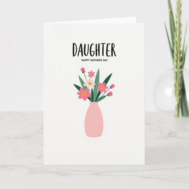 Chevron Daughter Floral Mothers Card (Front)