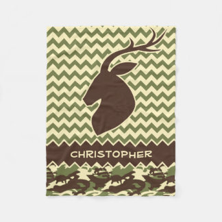 Chevron Deer Buck Camouflage Add Name Fleece Blanket