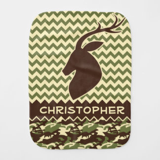 Chevron Deer Buck Camouflage Personalize Burp Cloth