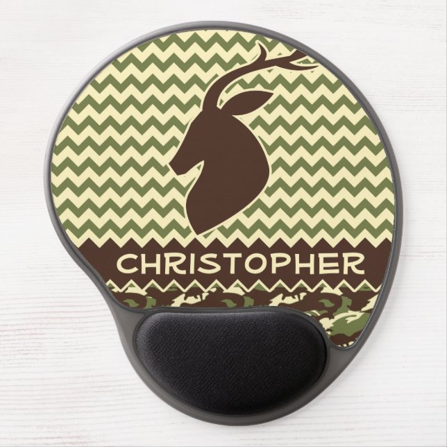 Chevron Deer Buck Camouflage Personalize Gel Mouse Pad (Front)