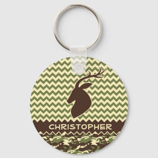 Chevron Deer Buck Camouflage Personalize Keychain