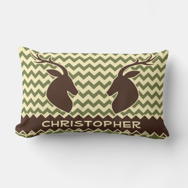 Chevron Deer Buck Camouflage Personalize Lumbar Pillow (Front)