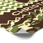 Chevron Deer Buck Camouflage Personalize Poster (Corner)