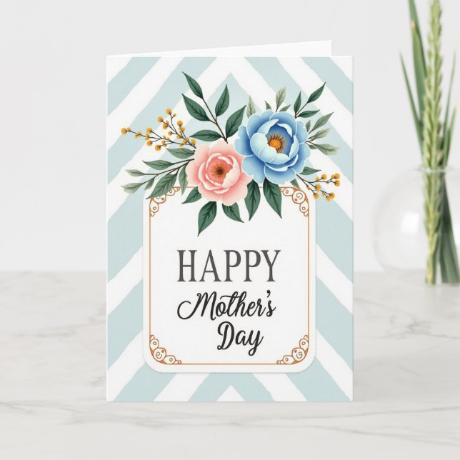 Chevron Delicate Bloom Card (Front)