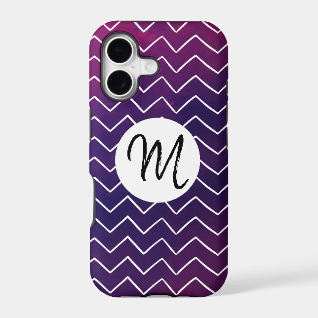 chevron drawn pattern Monogram Script Iphone Case (Back)