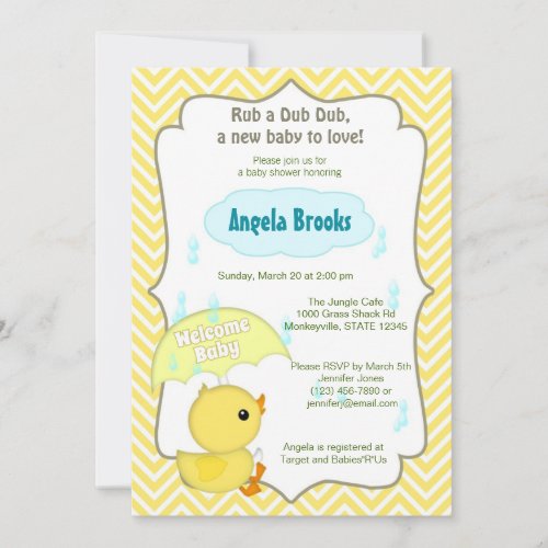 Chevron Duck Baby Shower Sprinkle Invitations