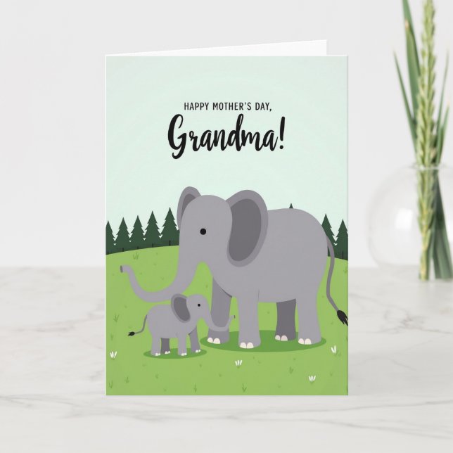 Chevron Elephant Family Card (Front)