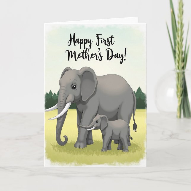 Chevron Elephant Mothers Day Card (Front)