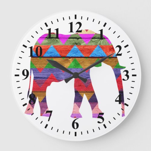Chevron Elephant Pattern Large Clock