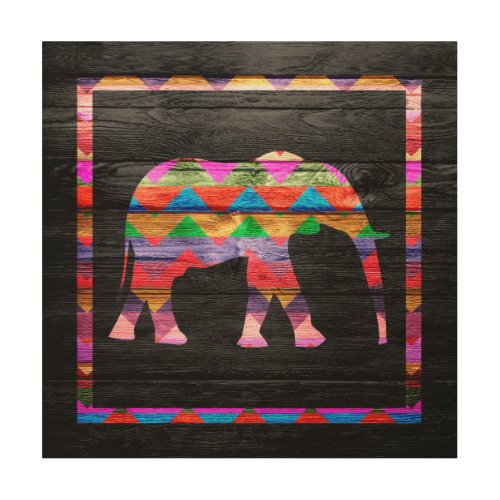 Chevron Elephant Pattern on Wood Wood Wall Art