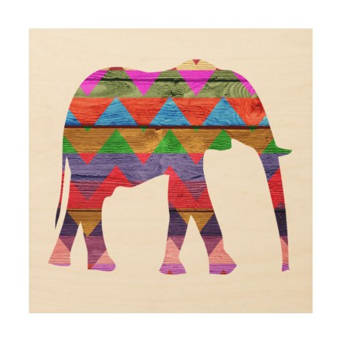 Chevron Elephant Pattern Wood Wall Decor