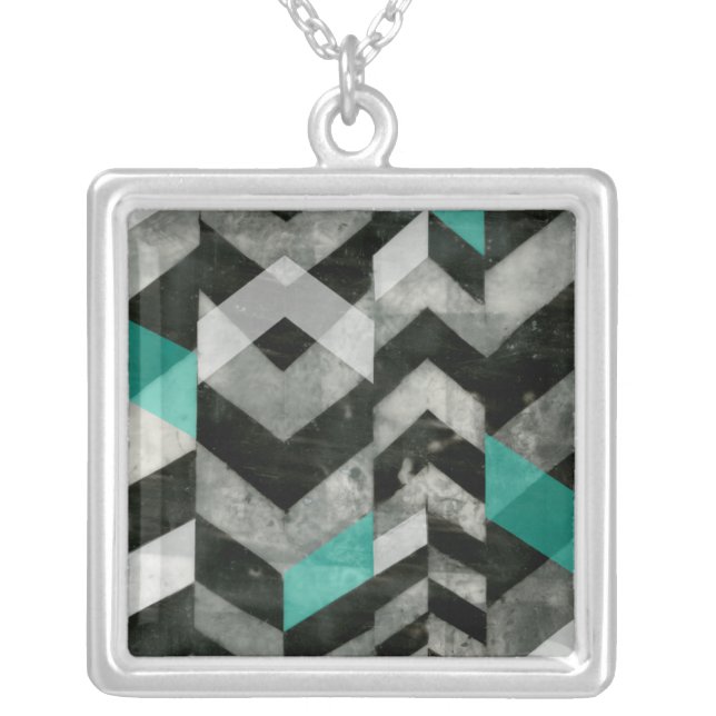 Chevron Exclusion II Silver Plated Necklace (Front)
