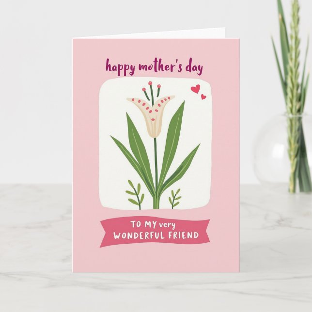 Chevron Floral Friend Card (Front)