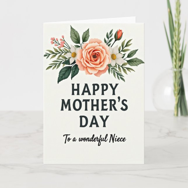 Chevron Floral Nieces Day Card (Front)