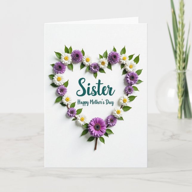 Chevron Floral Sister Day Card (Front)