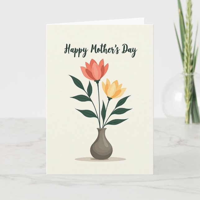 Chevron Floral Thank You Card (Front)