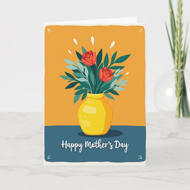 Chevron Floral Vase Card (Front)