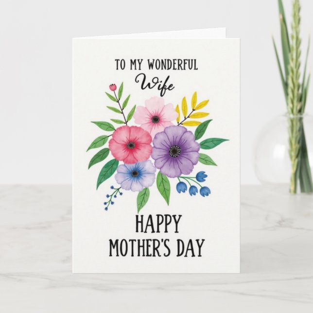 Chevron Floral Wifes Day Card (Front)
