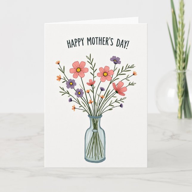 Chevron Flower Bouquet Note Card (Front)