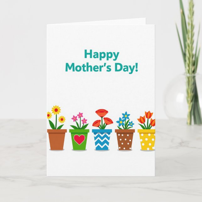 Chevron Flowers Mothers Day Card (Front)