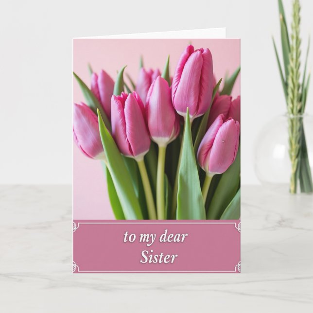 Chevron Flowers Sister Card (Front)