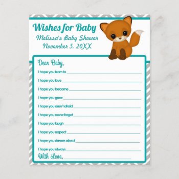 Chevron Fox Baby Shower Wishes For Baby Advice by MonkeyHutDesigns at Zazzle