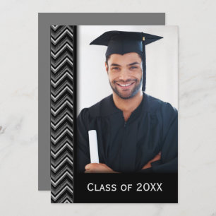 Chevron Frame With Graduation Photo Invitation