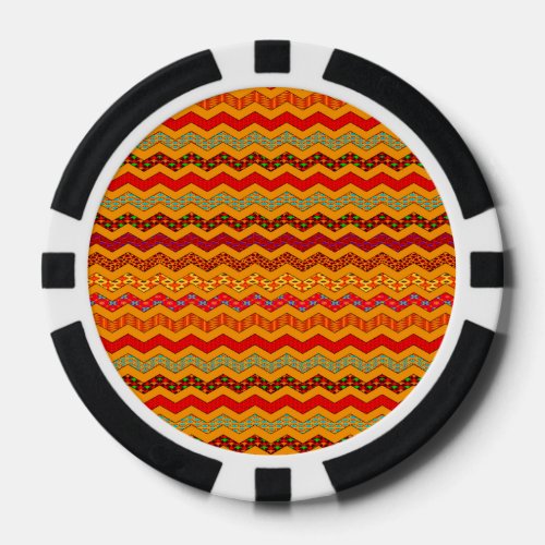 Chevron Geometric Designs Color Orange Red Blue Poker Chips