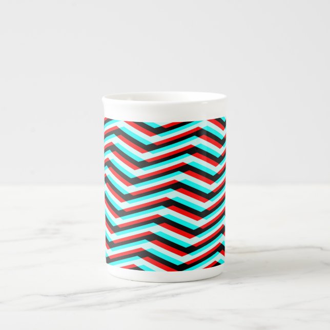 Chevron Glitch Bone China Mug (Front)