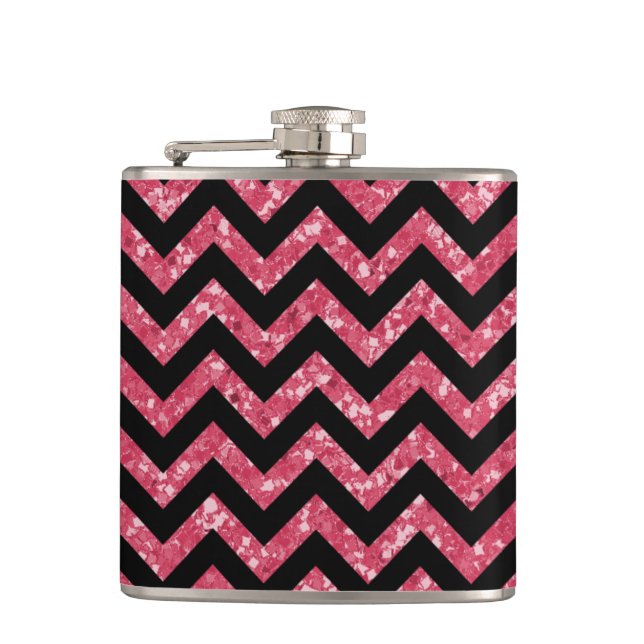 Chevron Glitter Look Flask (Front)