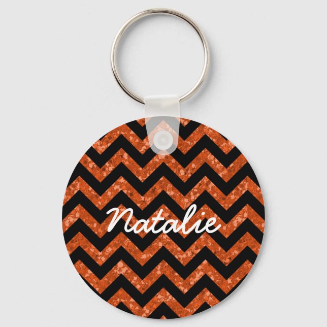 Chevron Glitter Look Keychain (Front)