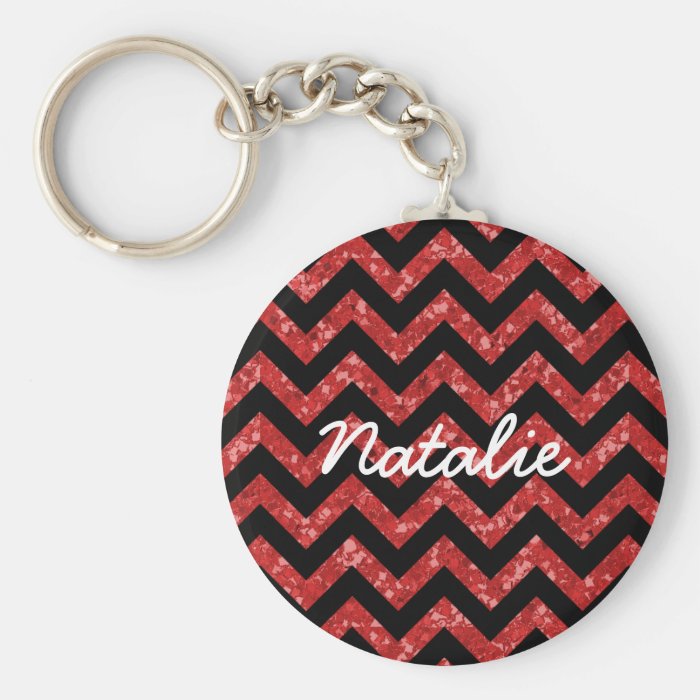 Chevron Glitter Look Keychain