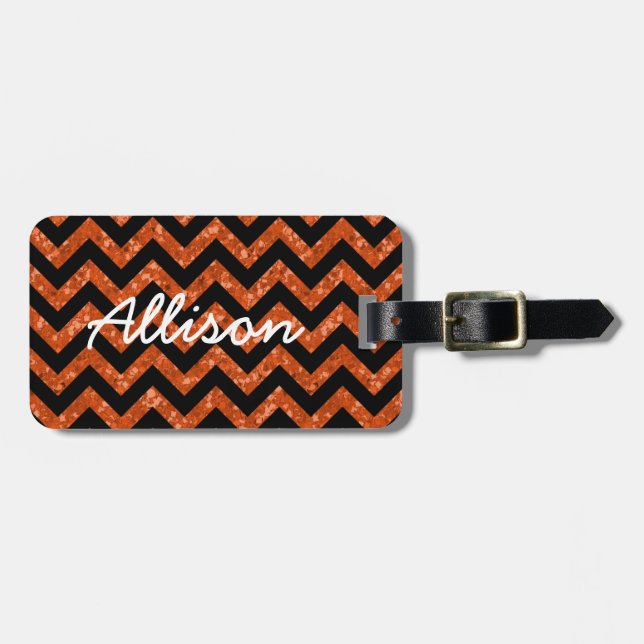Chevron Glitter Look Luggage Tag (Front Horizontal)