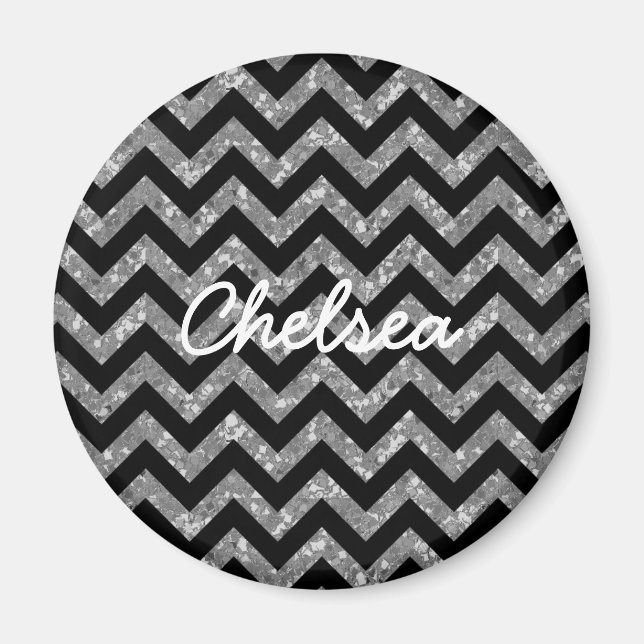Chevron Glitter Look Magnet (Front)