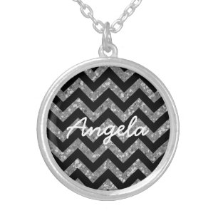Chevron Glitter Look Necklace