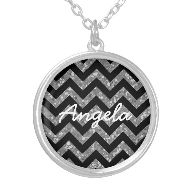 Chevron Glitter Look Necklace (Front)