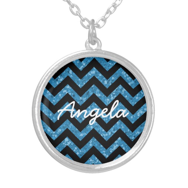 Chevron Glitter Look Necklace (Front)