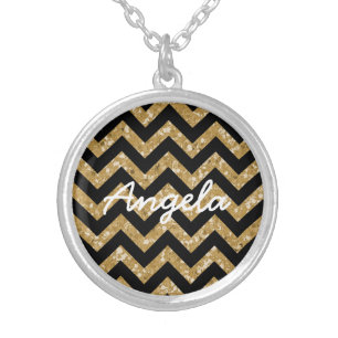 Chevron Glitter Look Necklace