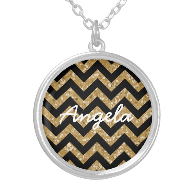 Chevron Glitter Look Necklace (Front)