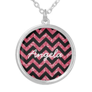 Chevron Glitter Look Necklace