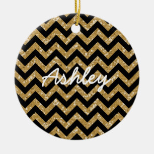 Chevron Glitter Look Ornament