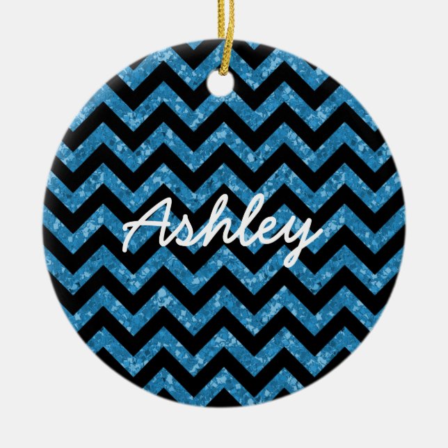 Chevron Glitter Look Ornament (Front)