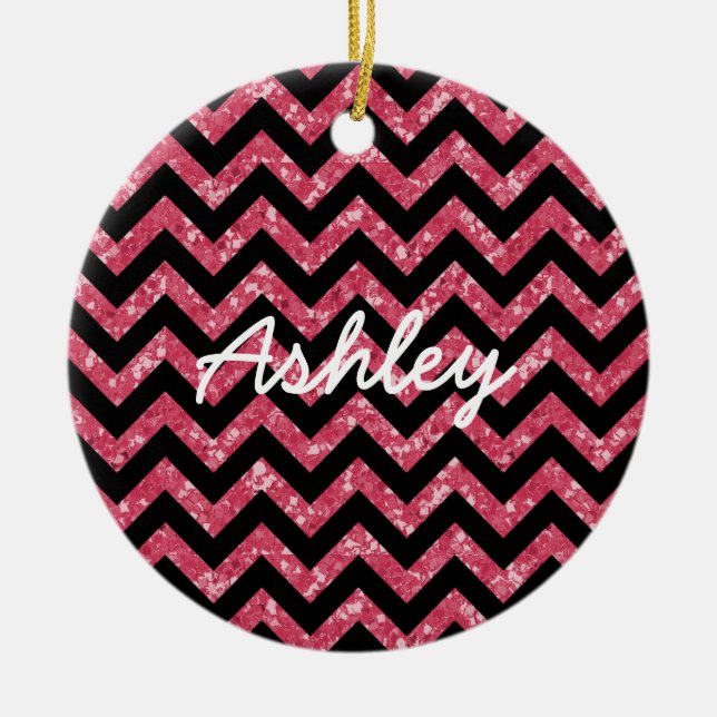Chevron Glitter Look Ornament (Front)