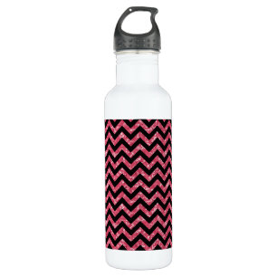 Chevron Glitter Look Stainless Steel Water Bottle