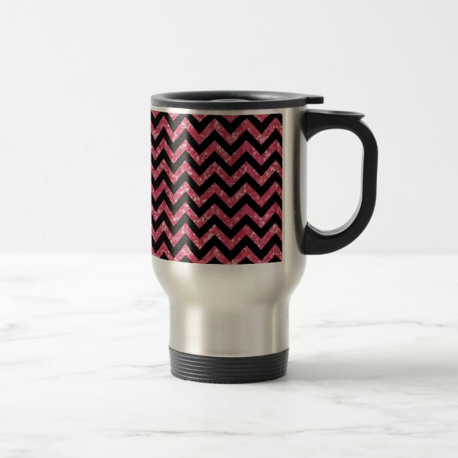 Chevron Glitter Look Travel Mug (Right)