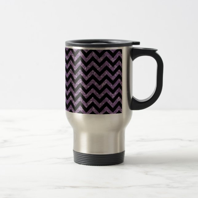 Chevron Glitter Look Travel Mug (Right)